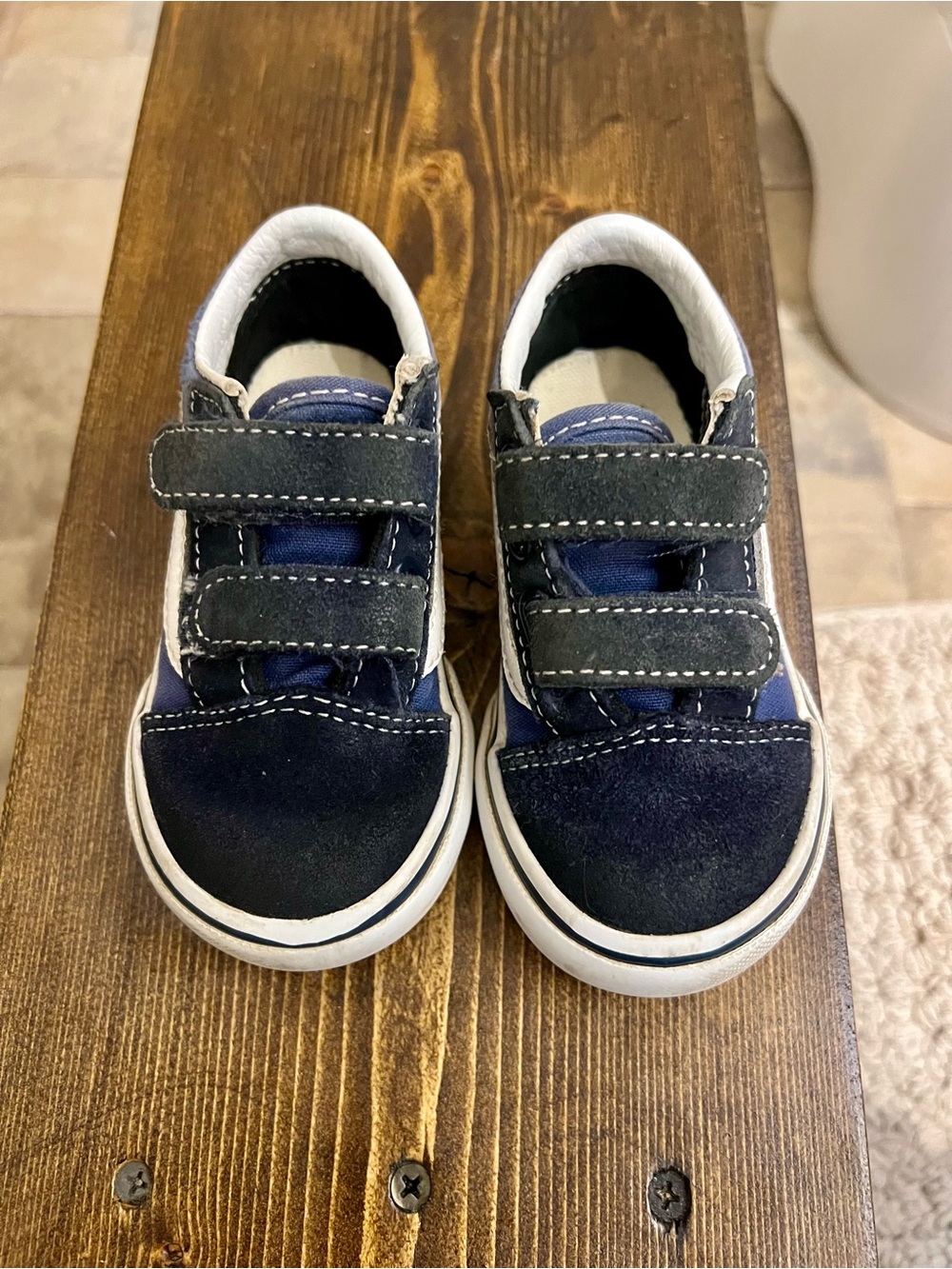 Vans Kids Navy and Black Velcro Sneakers